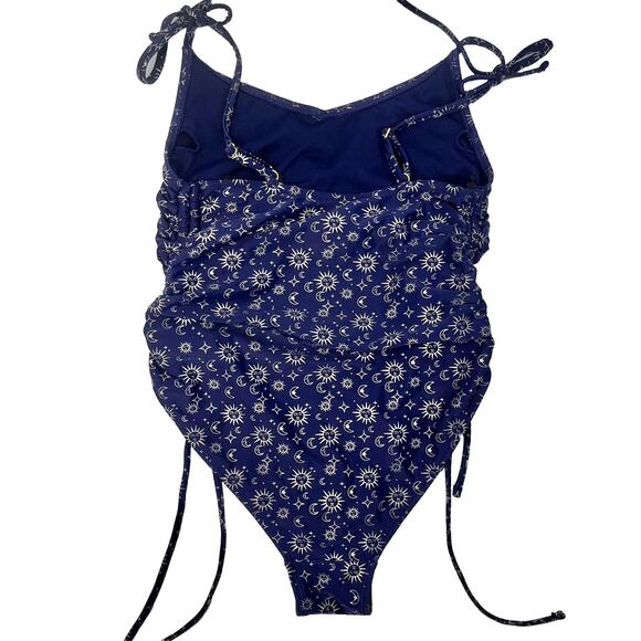 Cyn & Luca Swimsuit One piece Blue Silver Celestial Stars Juniors Size Small NEW - Picture 4 of 7